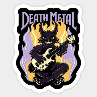 Death Metal Satanic Baphomet Cat playing guitar Sticker